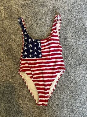 Xhilaration Red & Blue Stars & Stripes One-Piece Swimsuit